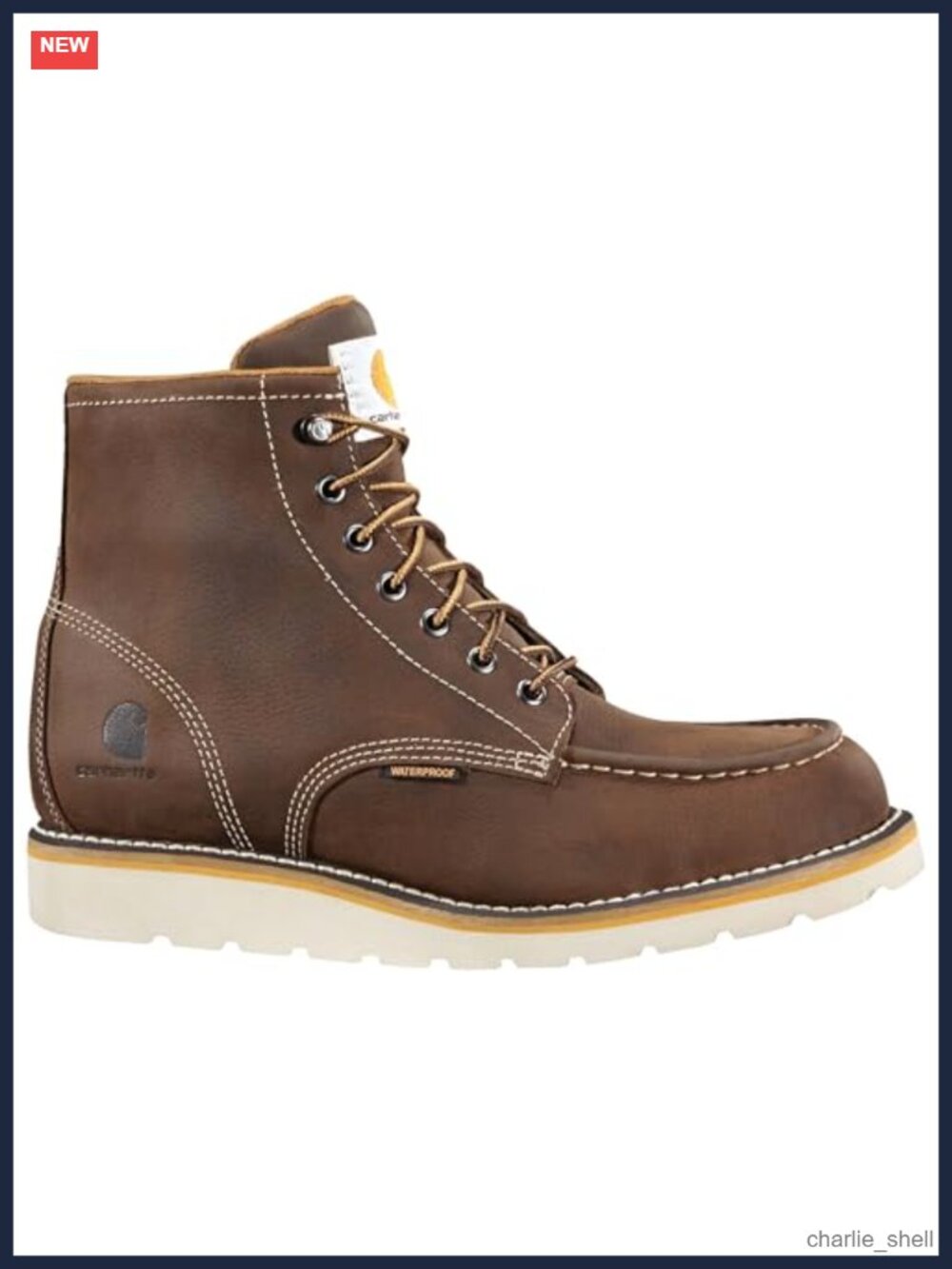 Men's Waterproof Moc Steel Toe Wedge Work Boot Leather